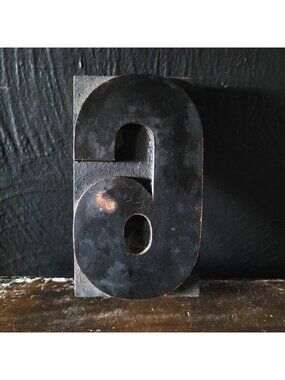 Large Antique Wooden Letterpress Print Block Stamp 6 or 9 Black & Wood 5"